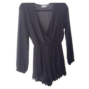 Astr black romper with lace detailing
